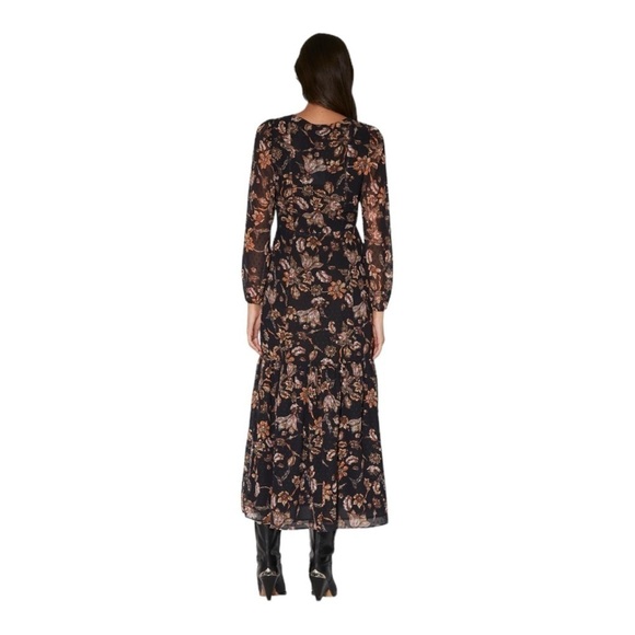 WALTER BAKER Sophia Black Floral Long Sleeve V Neck Maxi Dress Size 0 NWT - Picture 4 of 11